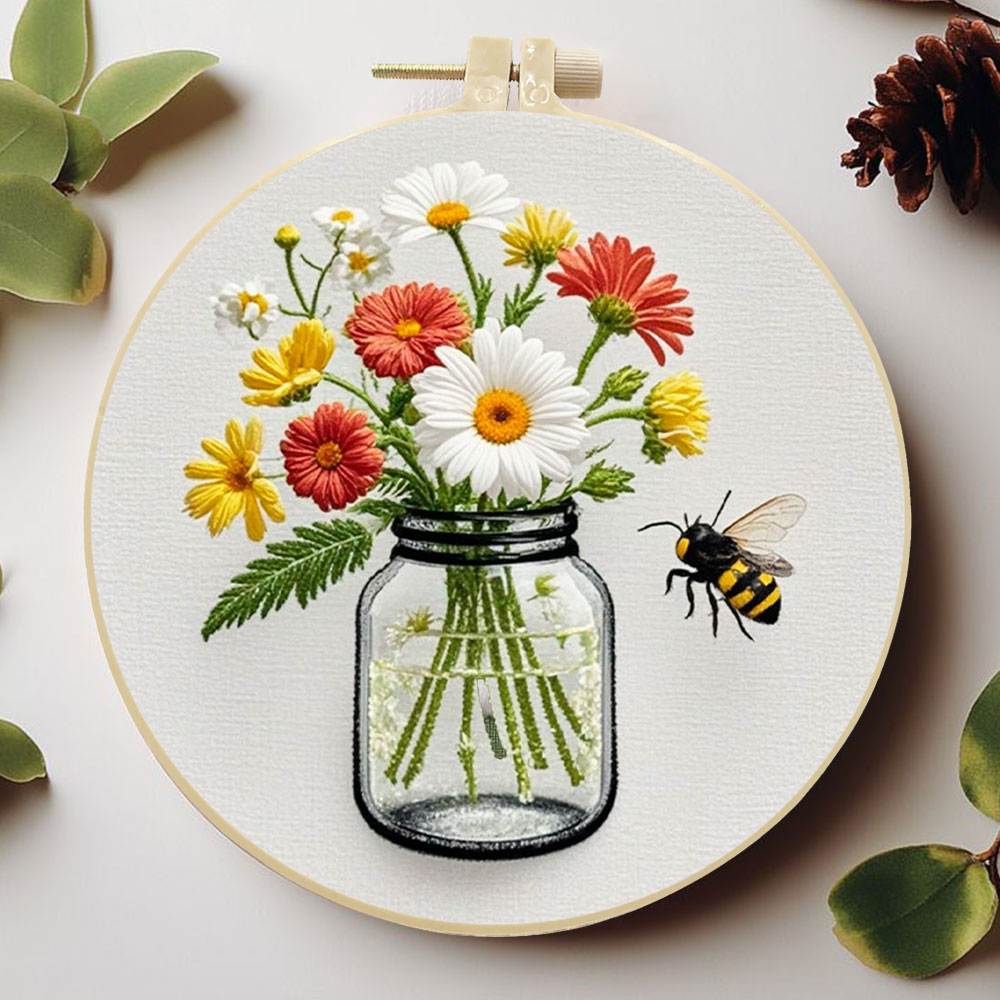 Embroidery Daisy Flower - 1 pçs kits de bordado diy