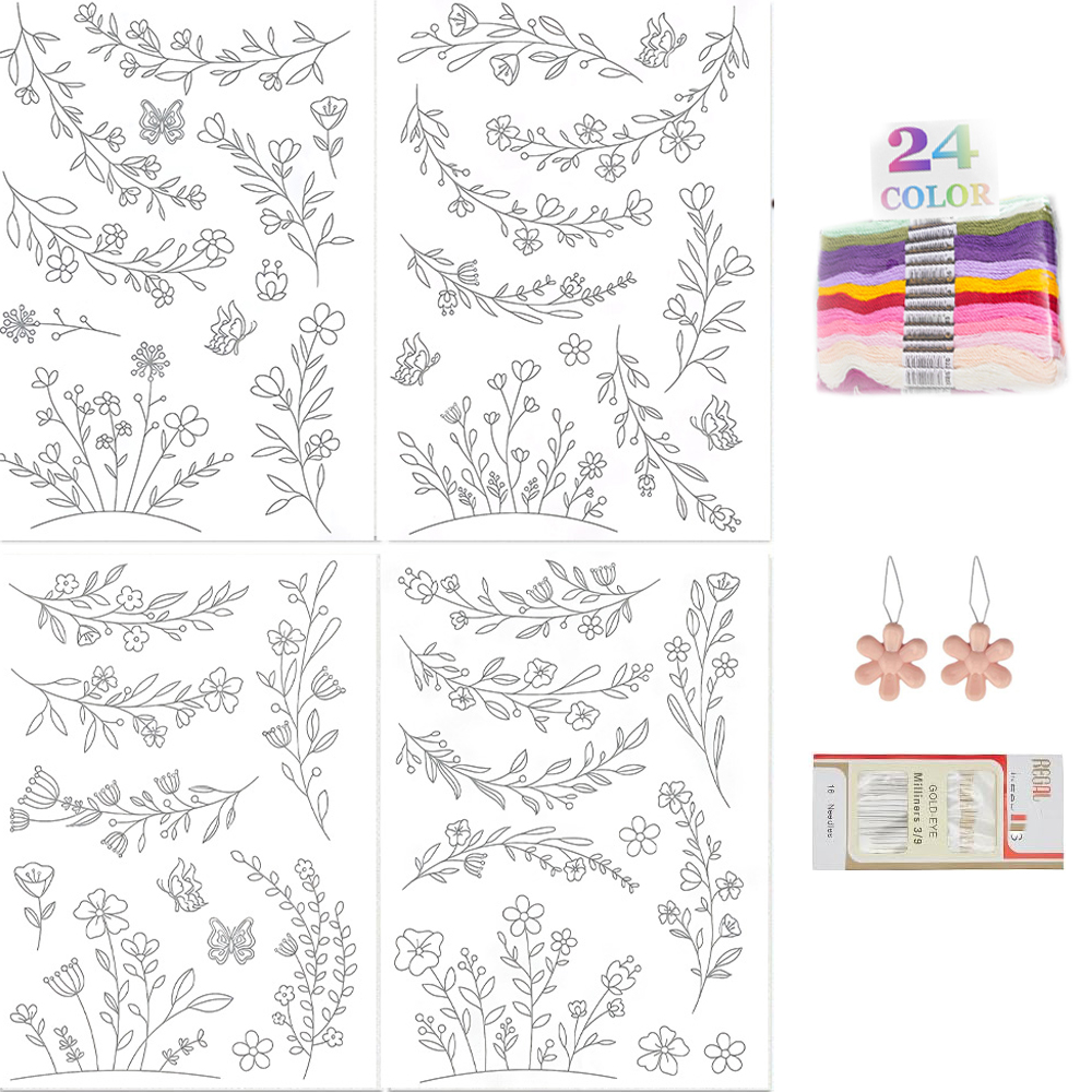 Embroidery Flower Pattern - Papel Estabilizador de Bordado Solúvel em