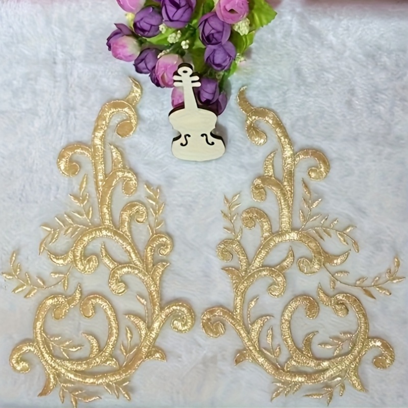 Embroidery Flower Pattern - 2 Pares de Apliques de Flores