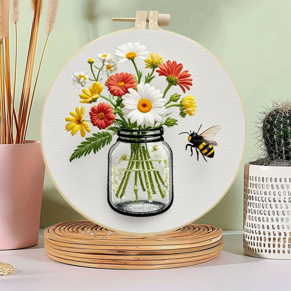 1 pçs kits de bordado diy marg - Embroidery Daisy Flower avaliação e preço