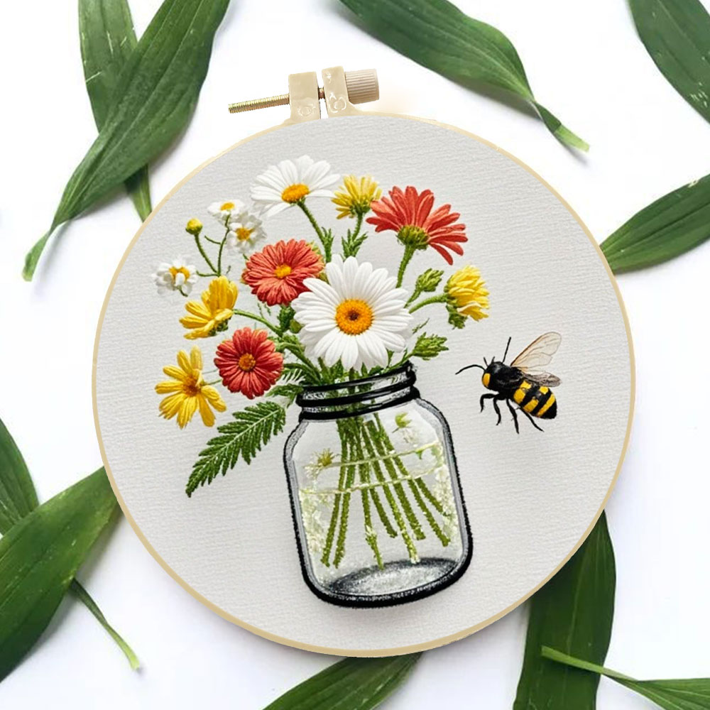 1 pçs kits de bordado diy marg - Embroidery Daisy Flower avaliação e preço