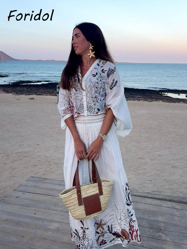 Foridol-Conjunto maxi saia man - Embroidery Skirt avaliação e preço