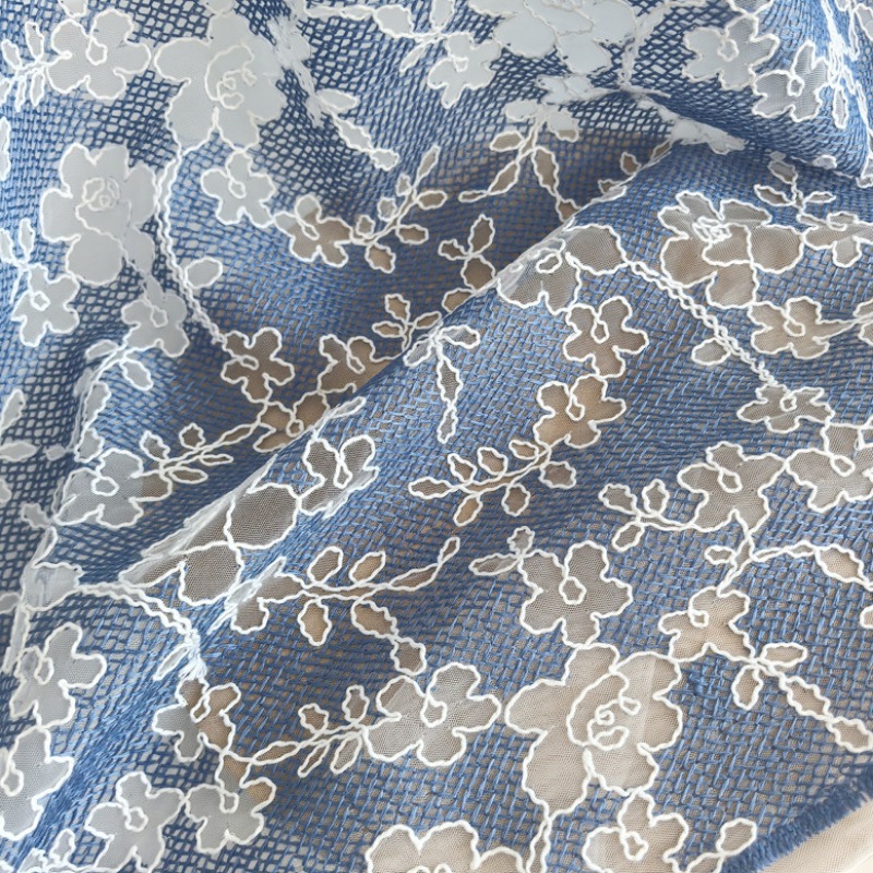 Tecido de Renda Tule com Borda - Embroidery Flower Pattern avaliação e preço