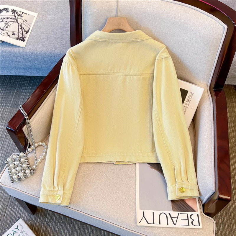 Jaqueta Jeans Curta Amarela Fe - Embroidery Yellow avaliação e preço