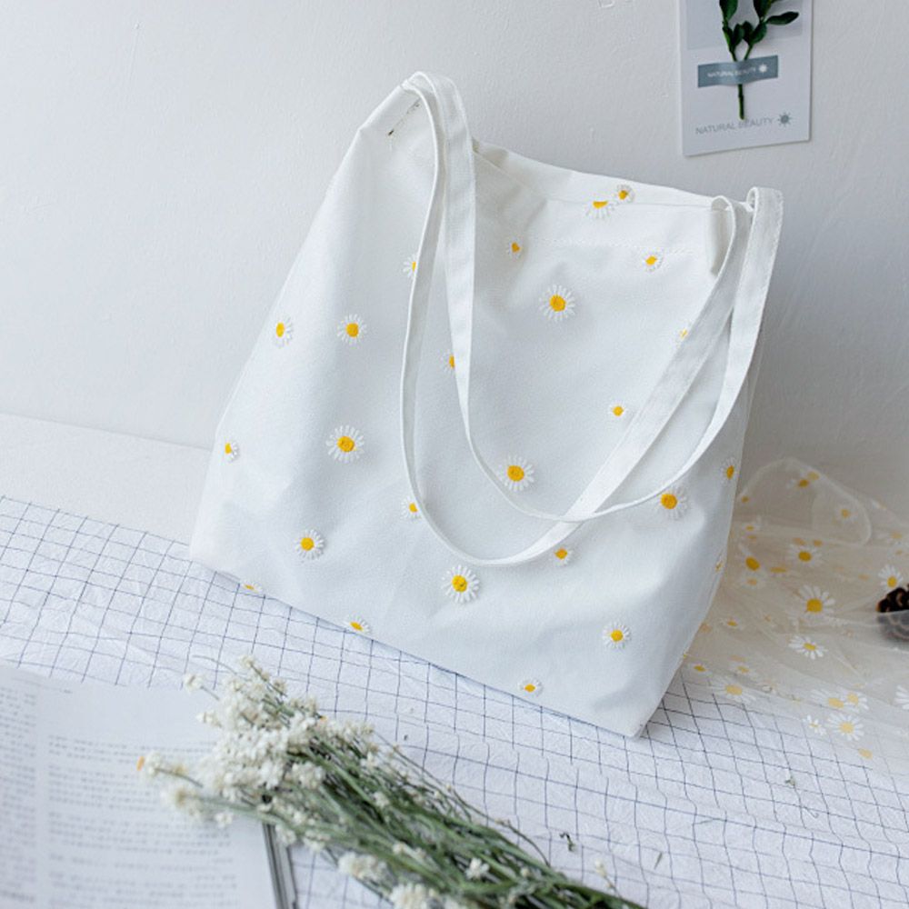 Mulheres sacos de lona meninas - Embroidery Daisy Flower avaliação e preço