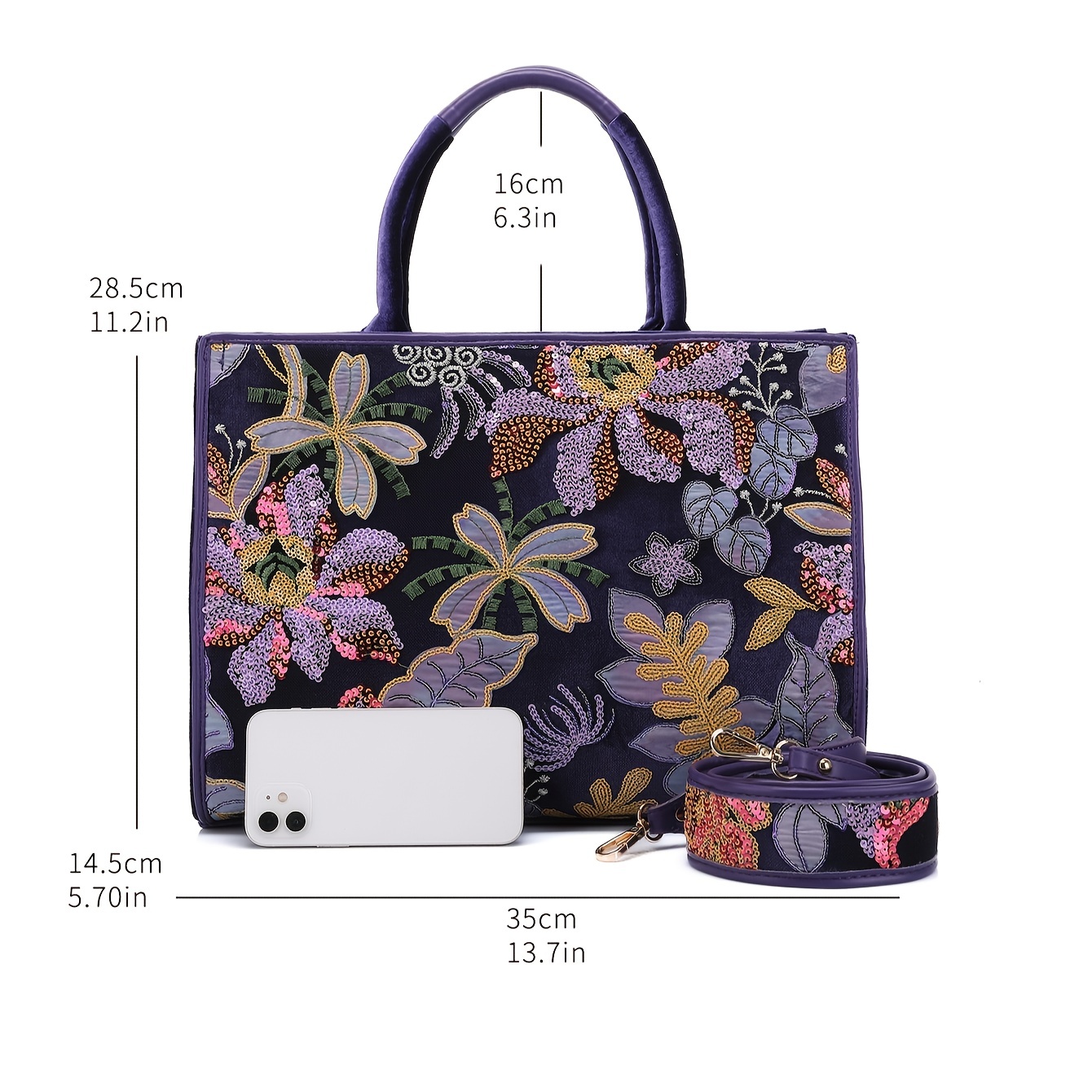 Bolsa com estampa de lantejoul - Embroidery Flower Pattern avaliação e preço