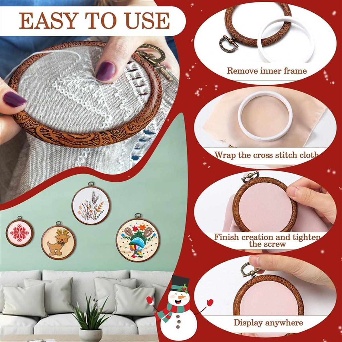 Moldura de aros de bordado red - Embroidery Ring Sizes avaliação e preço