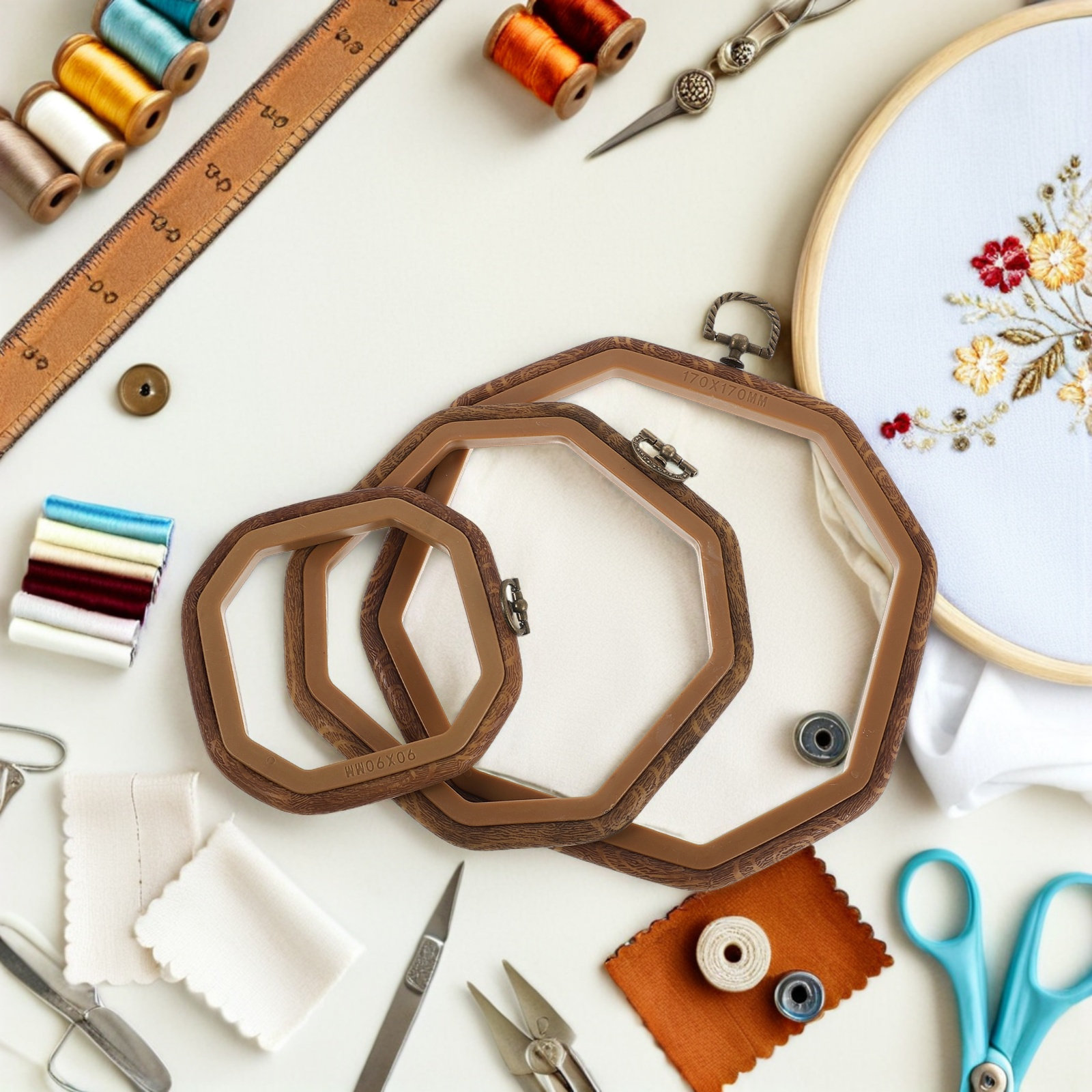 6 Peças de Bastidores Octogona - Embroidery Ring Sizes avaliação e preço