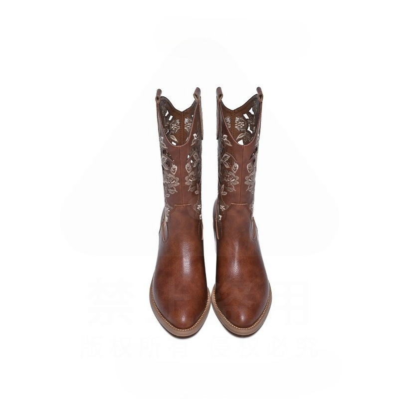 Botas Femininas Retrô de Couro - Embroidery Design Free avaliação e preço