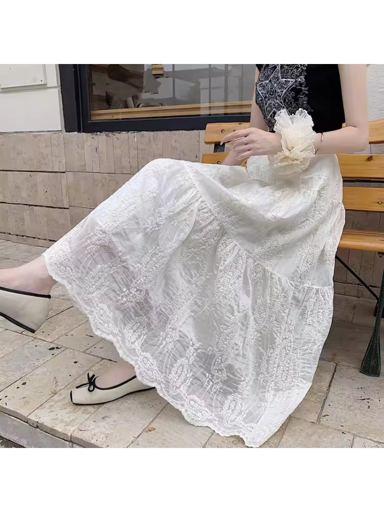 Saia Midi Feminina Plus Size d - Embroidery Skirt avaliação e preço