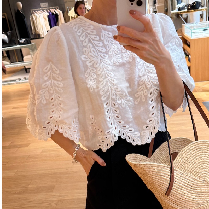 Camisa Feminina Estilo Francês - Embroidery Unique Design avaliação e preço
