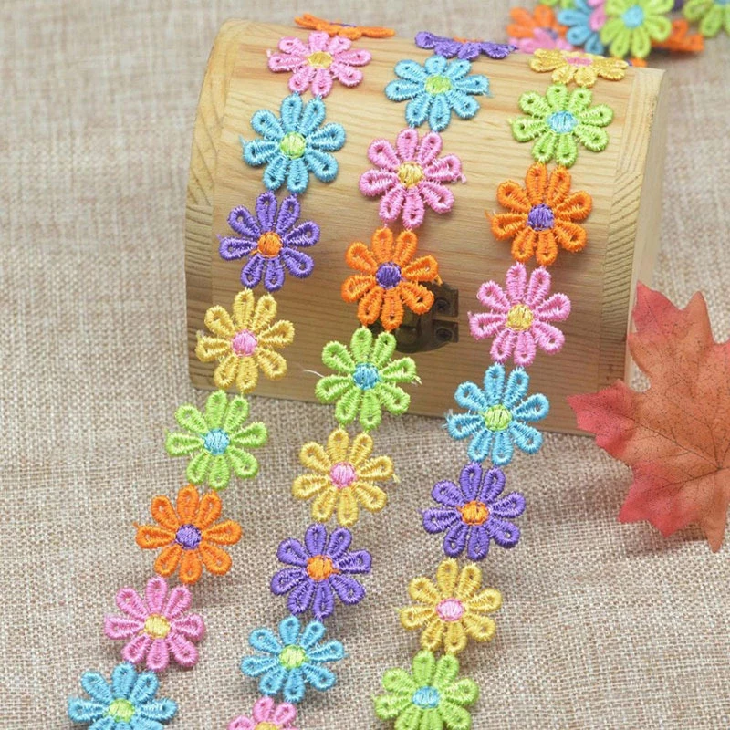 15 jardas colorido margarida f - Embroidery Daisy Flower avaliação e preço
