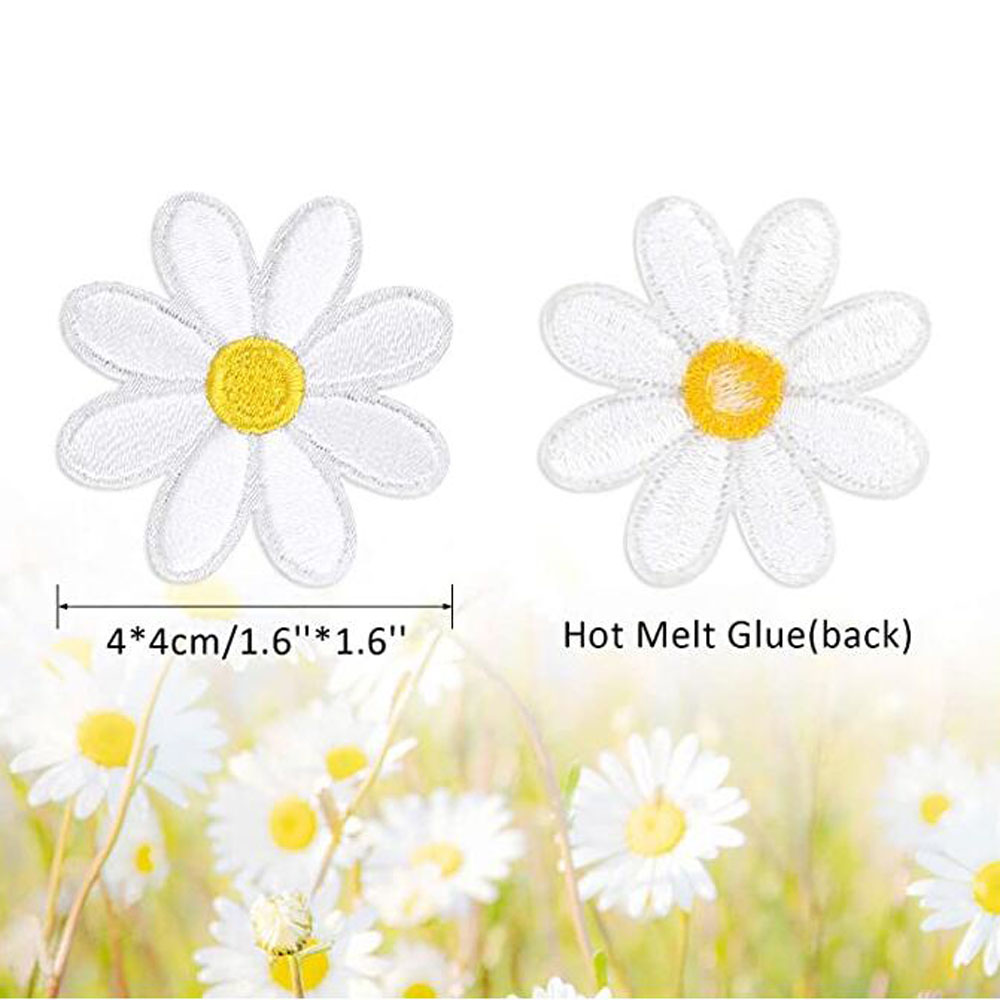 10 Peças de Apliques Termocola - Embroidery Daisy Flower avaliação e preço