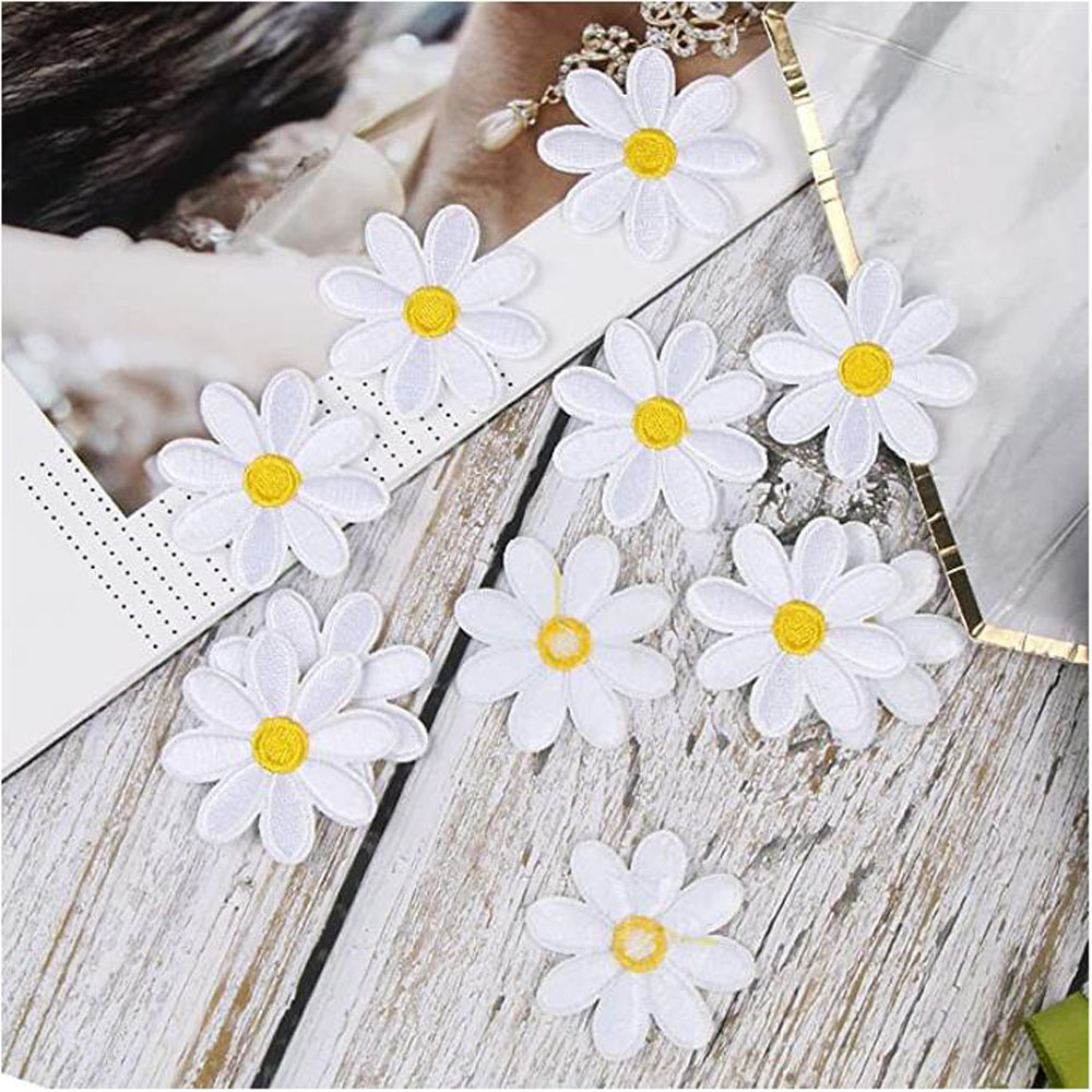 10 Peças de Apliques Termocola - Embroidery Daisy Flower avaliação e preço
